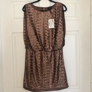 Laundry Bronze Sequin Cocktail Dress